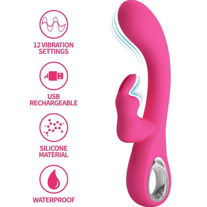 PRETTY LOVE - VIBRADOR NOVAK RABBIT 12 VIBRACIONES ROSA