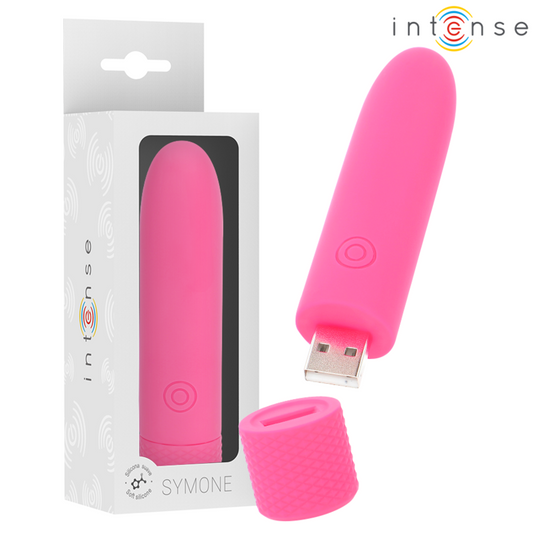 INTENSE - SYMONE BULLET VIBRANT RECHARGEABLE USB 8 VIBRATIONS ROSE 10 X 2.2 CM