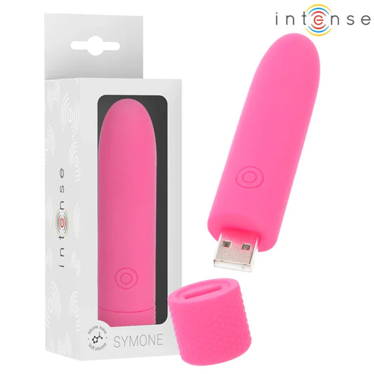 Intense – Symone Bullet Vibrant Rechargeable USB 8 Vibrations Rose 10 X 2,2 cm