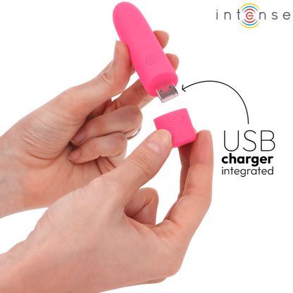 INTENSE - SYMONE BALA VIBRANTE RECARGABLE USB 8 VIBRACIONES ROSA 10 X 2,2 CM