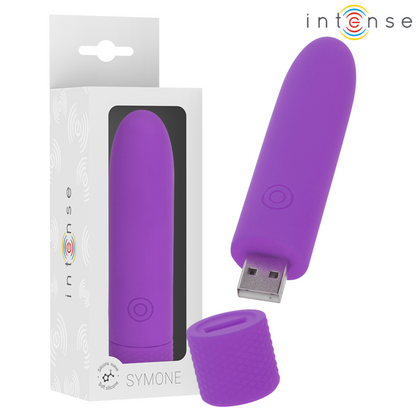 INTENSE - SYMONE BALA VIBRANTE RECARGABLE USB 8 VIBRACIONES MORADA 10 X 2.2 CM