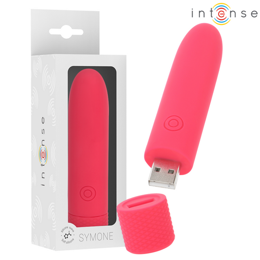 INTENSE - SYMONE BULLET VIBRANT RECHARGEABLE USB 8 VIBRATIONS ROUGE 10 X 2.2 CM