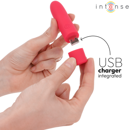 INTENSE - SYMONE BALA VIBRANTE RECARGABLE USB 8 VIBRACIONES ROJA 10 X 2.2 CM