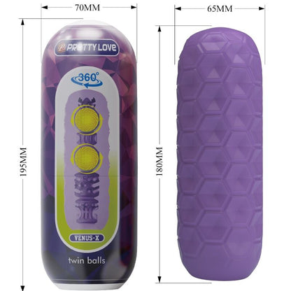 PRETTY LOVE - MASTURBADOR MASCULINO DE DOBLE BOLA PÚRPURA