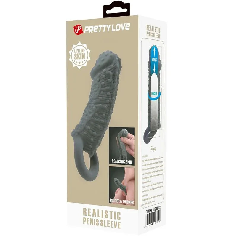 Pretty Love – Agrandisseur de Pénis Réaliste et Manchon Retardateur Modèle 2 Gris