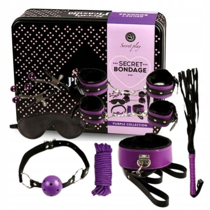 SECRETPLAY - SET BDSM 8 PIEZAS MORADO / NEGRO.