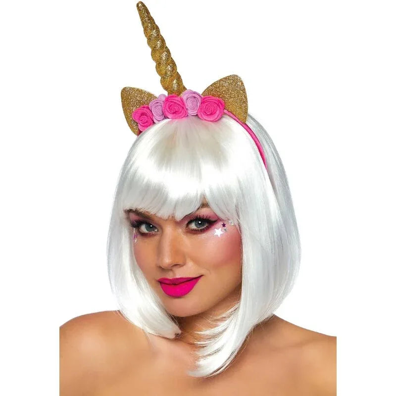 Leg Avenue – Bandeau de Tête à Fleurs de Licorne Or