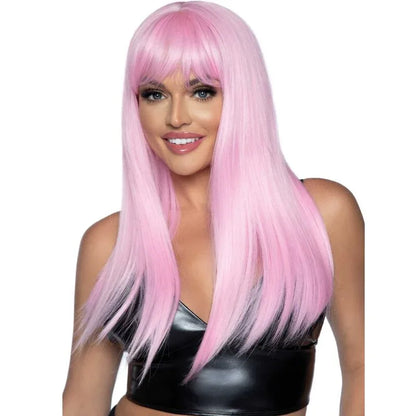 Leg Avenue – Perruque Longue Frange Droite Rose