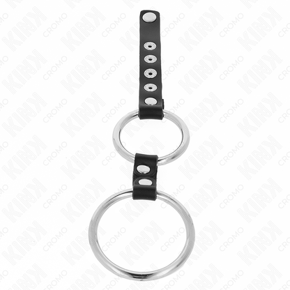 KINK - DOUBLE ANNEAU PÉNIS IN MÉTAL DE 3.8 CM À 5 CM CONNECTÉ AU CUIR