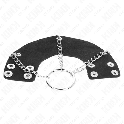 KINK - ANILLO PARA PENE CADENA DE METAL DE 4 CM Y 7 CM CON CINTURÓN DE CUERO