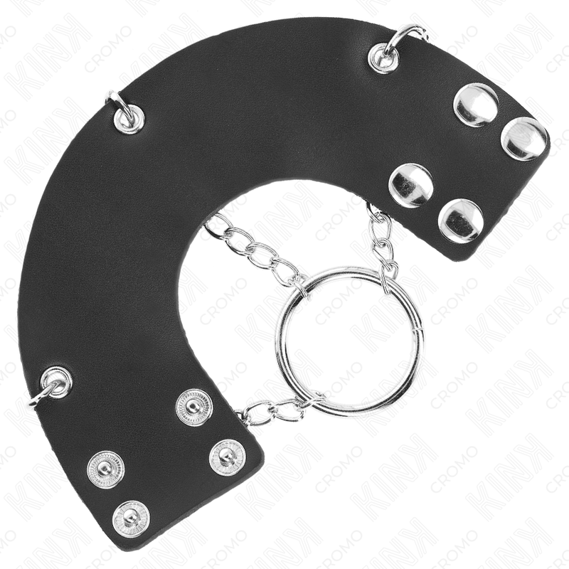 KINK - ANILLO PARA PENE CADENA DE METAL DE 4 CM Y 7 CM CON CINTURÓN DE CUERO