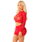 LEG AVENUE - SHORT Y MINIFALDA DE MALLA ROJA BRILLANTE