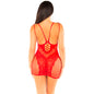 LEG AVENUE - MINIVESTIDO DE PUNTO CON TIRANTES ROJOS