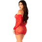 LEG AVENUE - MINIVESTIDO DE PUNTO DE MANGA LARGA CON HOMBROS DESCUBIERTOS EN ROJO