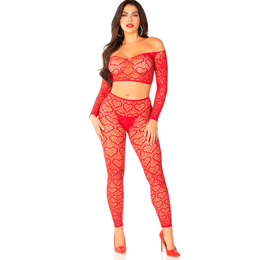 LEG AVENUE - TOP CORTO + BRAGUITA ROJA TALLA ÚNICA