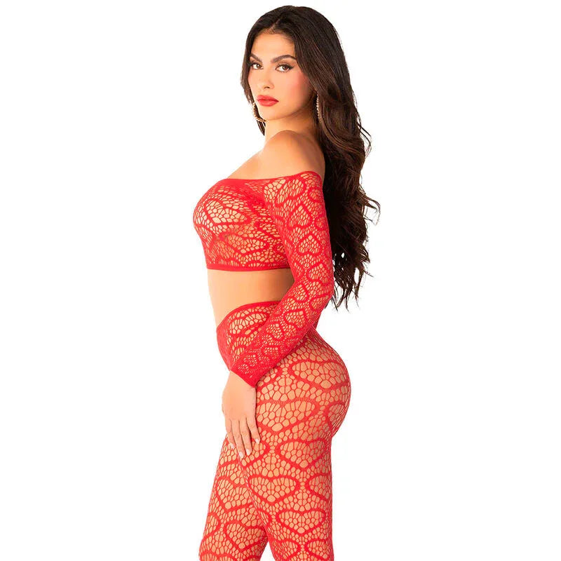 Leg Avenue – Crop Top + Bas Rouge taille Unique