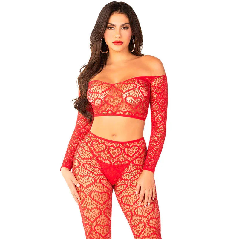 Leg Avenue – Crop Top + Bas Rouge taille Unique
