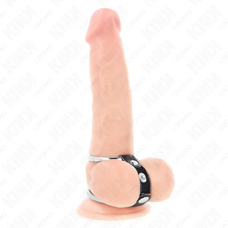 Kink – Double Anneau Pénis 3,8 cm à 5 cm Connecté Par Cuir