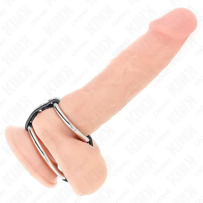 Kink – Double Anneau Pénis 3,8 cm à 5 cm Connecté Par Cuir