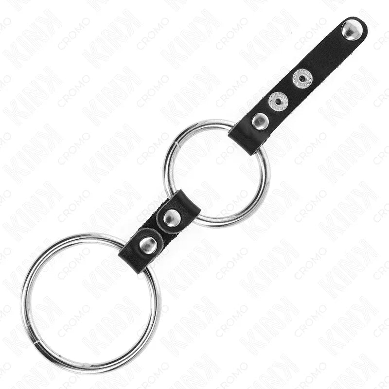 Kink – Double Anneau Pénis 3,8 cm à 5 cm Connecté Par Cuir