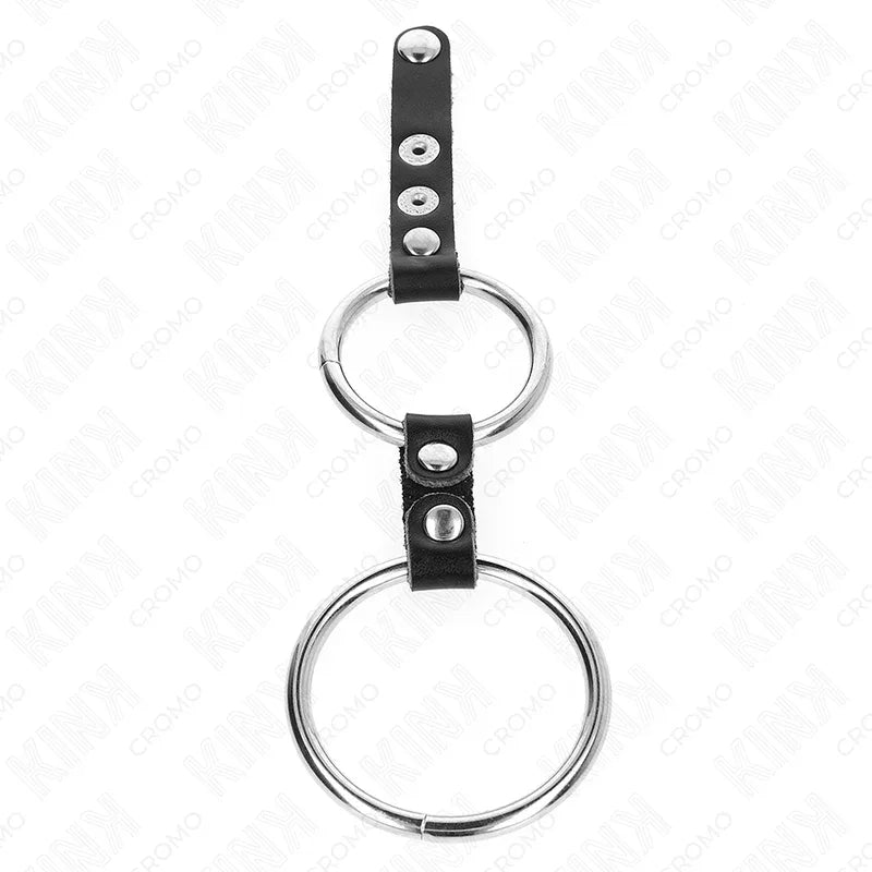Kink – Double Anneau Pénis 3,8 cm à 5 cm Connecté Par Cuir