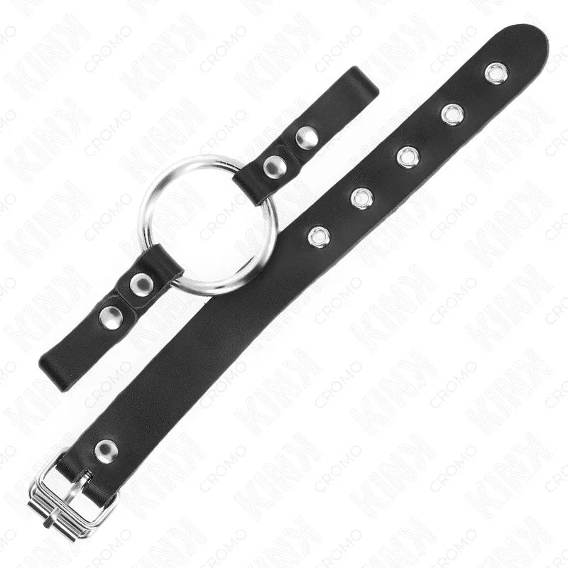 Kink Anneau Pénis en Cuir avec Fermeture à Boucle 22 X 2 cm avec Anneau en Métal 4 cm