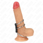 KINK - ANNEAU PÉNIS TRIPLE MÉTAL 3.7 CM À 5 CM CONNECTÉ AU CUIR