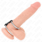 KINK - DOUBLE ANNEAU PÉNIS EN MÉTAL DE 3.7 CM À 5 CM RELIE PAR SANGLE EN CUIR MODÈLE 2