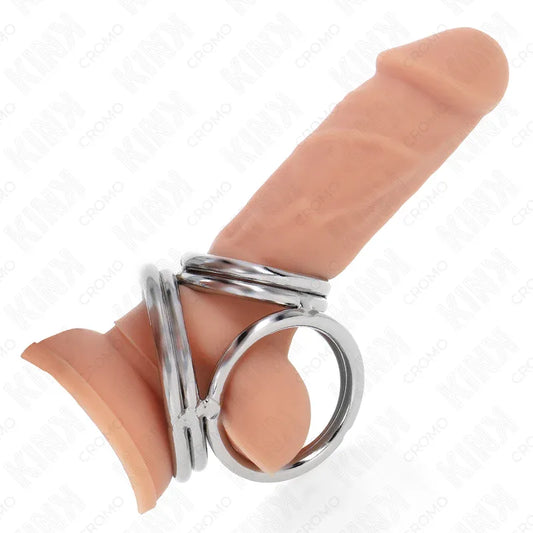 Kink – Anneau Pénis en Métal Triple Chrome 3,8 cm à 5 cm Modèle 1