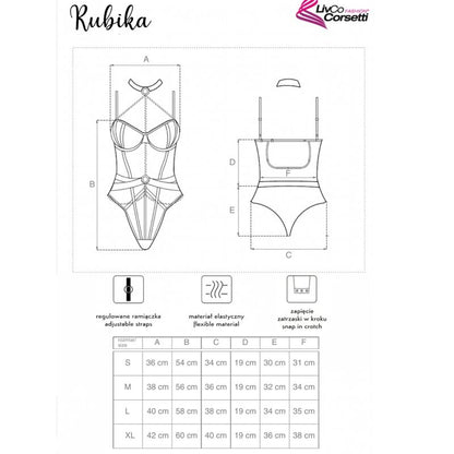 LIVCO CORSETTI FASHION - RUBIKA LC XG079 BODY CON CUADROS NEGRO XL