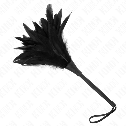 KINK - PLUMAS DE POLLO CON CUERNO NEGRO DE 36 CM