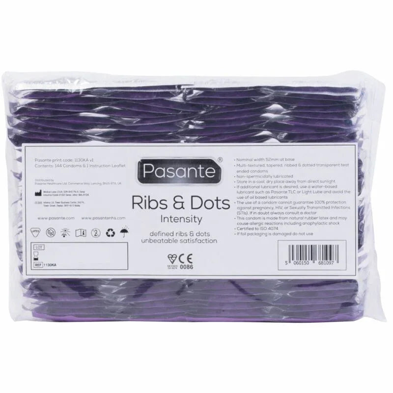 Pasante – Préservatifs Intensité Ribs & Dots 144 Unités
