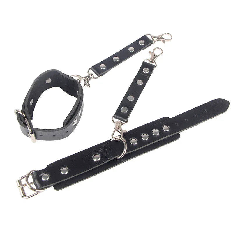 Subblime – 953690 Menottes avec Ceinture de Bondage Noire taille Unique