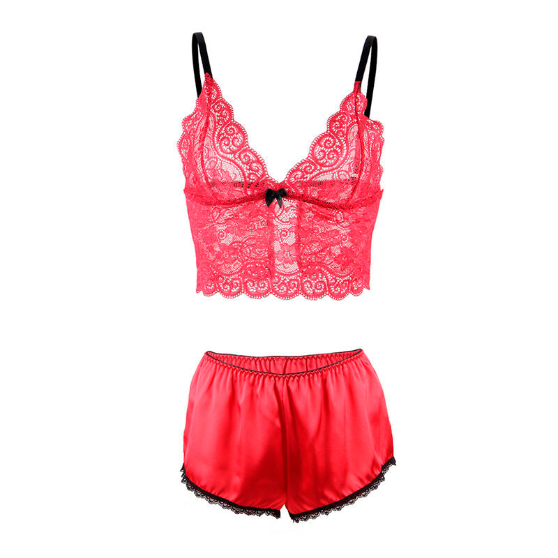 SUBBLIME - 953898 CAMISÓN DE SEDA Y ENCAJE + BRAGUITA ROJA S/M