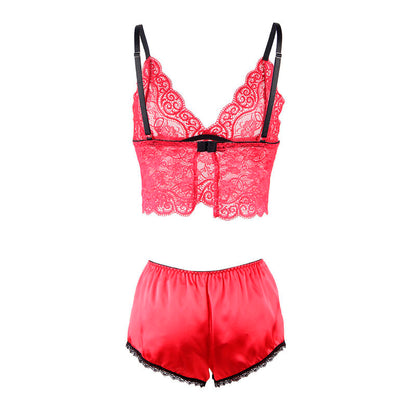 SUBBLIME - 953898 CAMISÓN DE SEDA Y ENCAJE + BRAGUITA ROJA S/M
