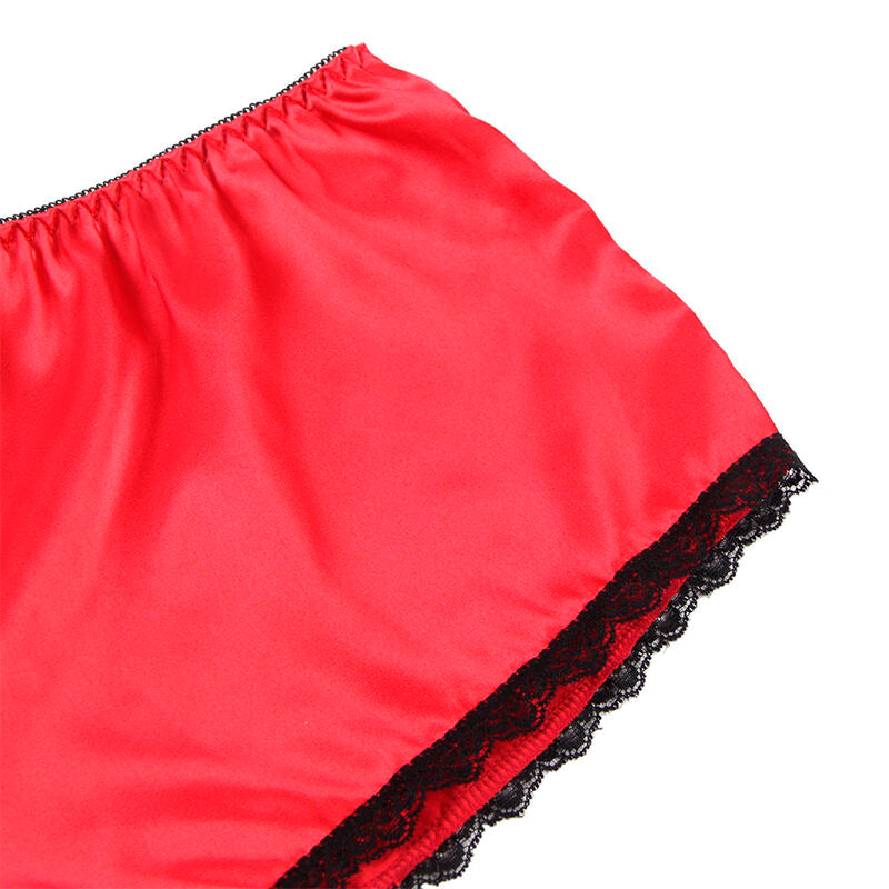 SUBBLIME - 953898 CAMISÓN DE SEDA Y ENCAJE + BRAGUITA ROJA S/M