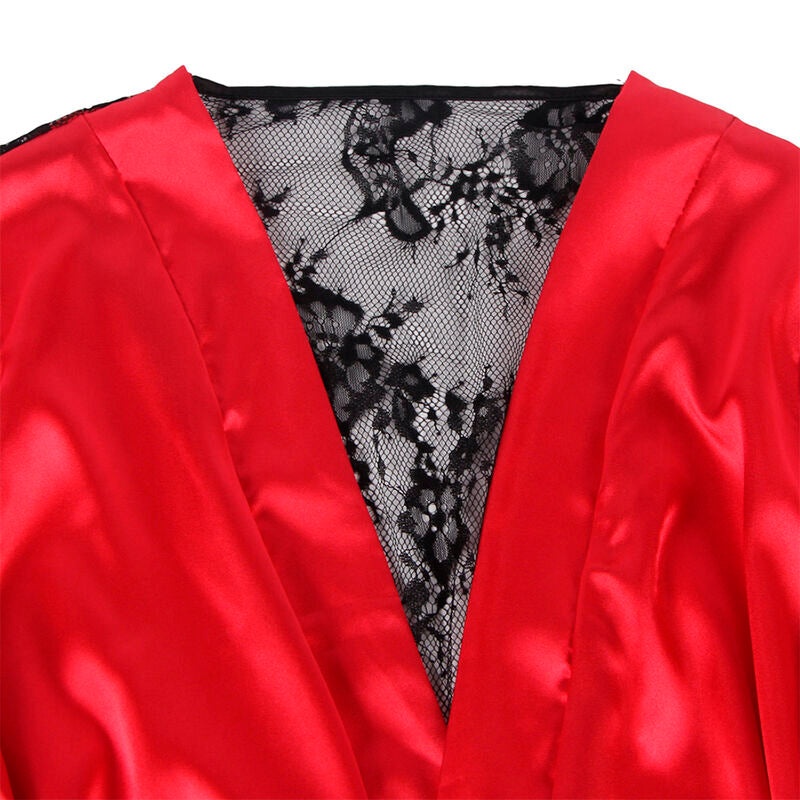 SUBBLIME - 954024 TRASERA DE ENCAJE TRANSPARENTE CAMUFLAJE + TANGA ROJO/NEGRO L/XL