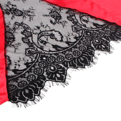 SUBBLIME - 954024 TRASERA DE ENCAJE TRANSPARENTE CAMUFLAJE + TANGA ROJO/NEGRO L/XL