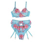 SUBBLIME - 954116 SUJETADOR + BRAGUITA CON LIGUERO ESTAMPADO FLORAL AZUL L/XL