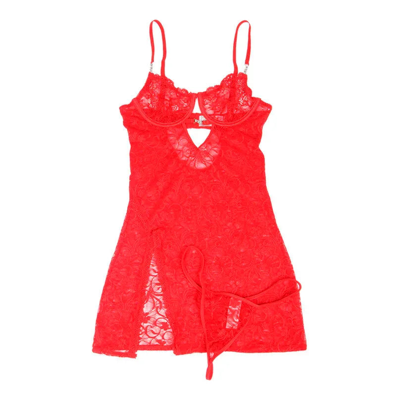 Subblime – 954215 Babydoll en Dentelle à Bretelles Réglables Rouge l / XL