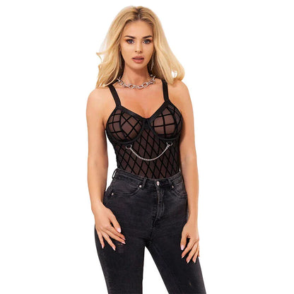 Subblime – 954260 Body avec Chaînes + Porte Jarretelles Noir S / M