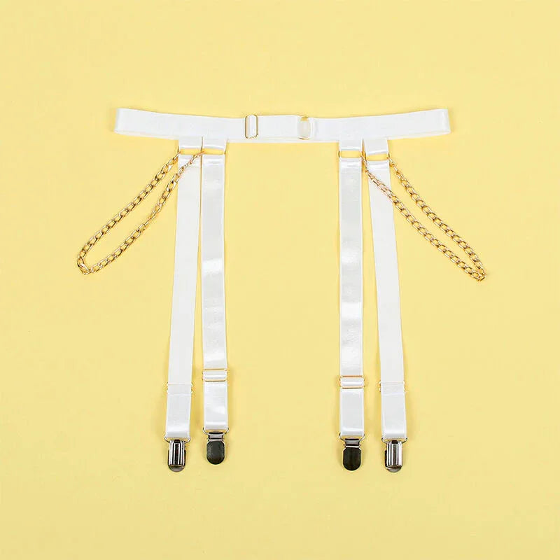Subblime – 954284 Body avec Chaînes + Porte Jarretelles Blanc S / M