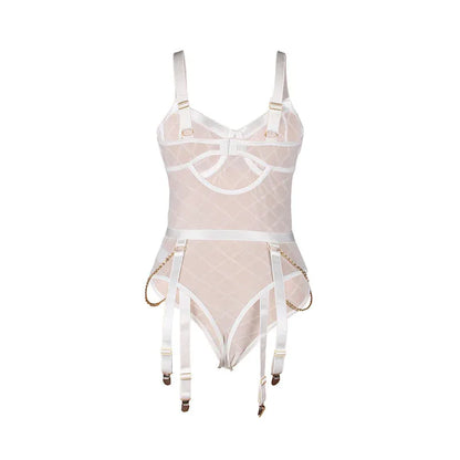 Subblime – 954291 Body avec Chaînes + Porte Jarretelles Blanc l / XL