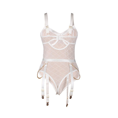 SUBBLIME - 954291 BODY WITH CHAINS + PORTE-JARRETELLES WHITE L/XL