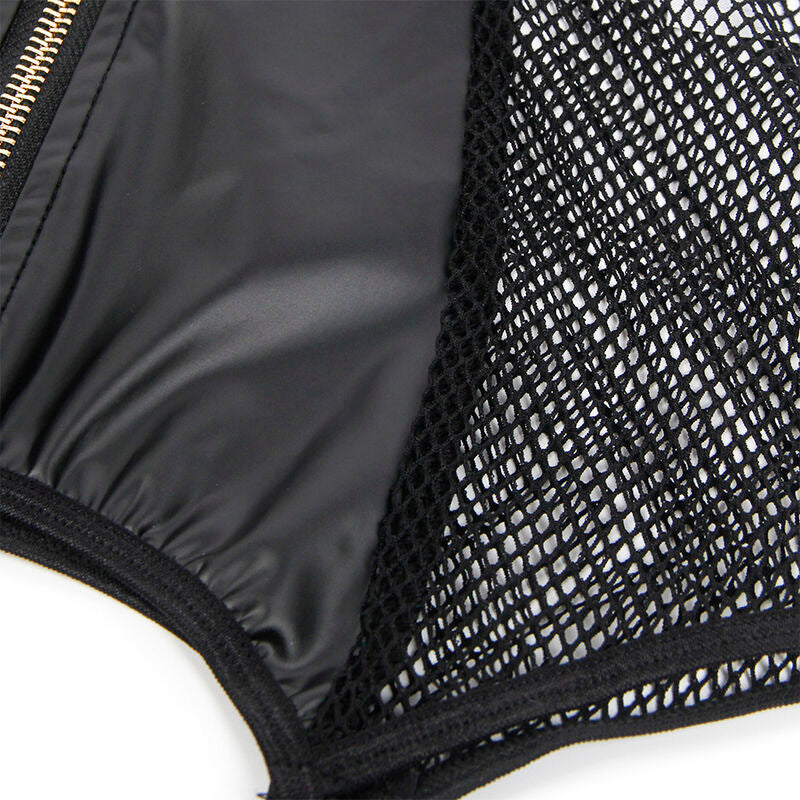 SUBBLIME - 954451 SEXY ROBE IN MAILLE CUIR NOIR L/XL