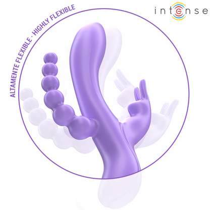 INTENSE - MIKO TRIPLE VIBRATEUR LAPIN &amp; STIMULATEUR &amp; ANAL 7 VIBRATIONS VIOLET