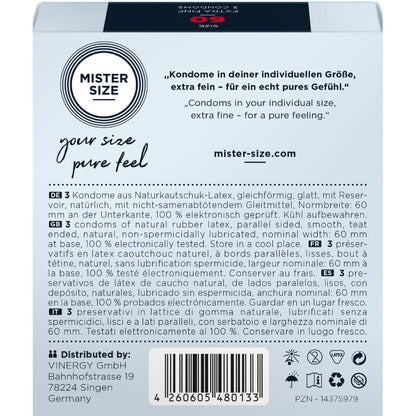 MISTER SIZE - XL SIZE CONDOM 60 MM (3 UNITS)