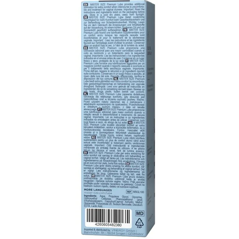Mister Size – Lubrifiant Premium 100 ml – Sensations Intenses & Excitation Maximale