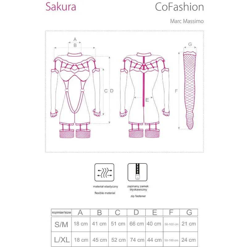 Livco Corsetti Fashion – Combinaison Sakura Cf 90357 + Gants Longs + Porte Jarretelles Noir S