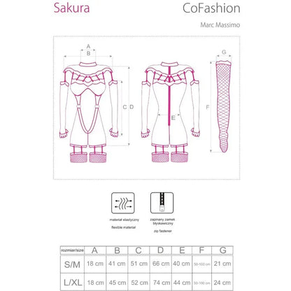 Livco Corsetti Fashion – Combinaison Sakura Cf 90357 + Gants Longs + Porte Jarretelles Noir S